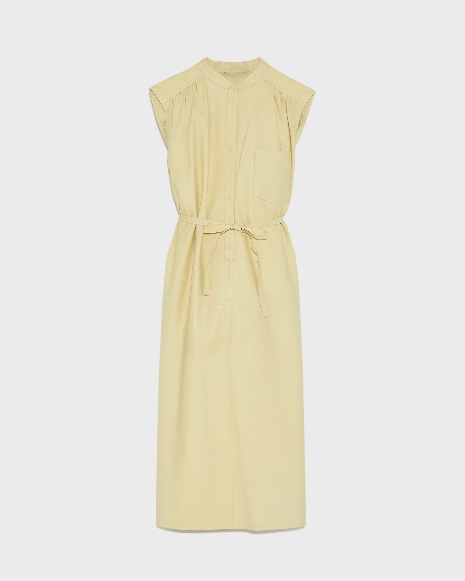 Sleeveless lamb leather shirt dress - Image 4