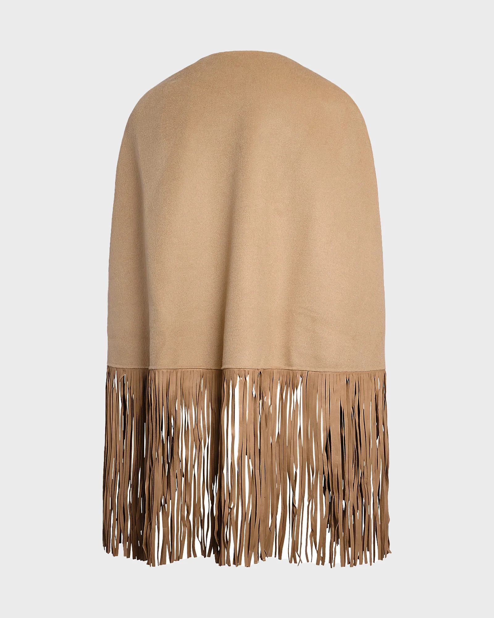 Short asymmetrical  cashmere-blend cape with fringes - Image 7