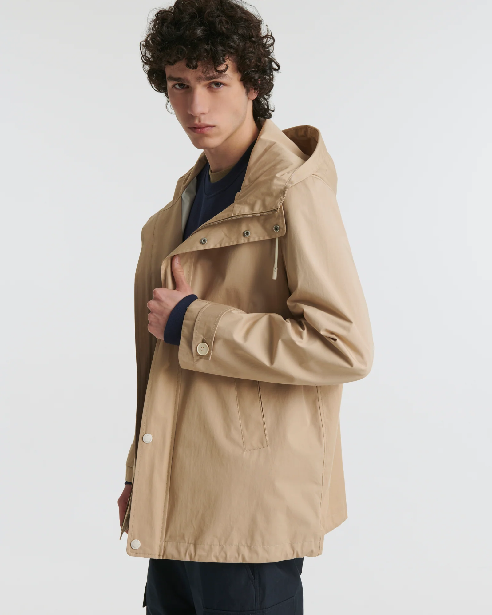 Short cotton-blend parka