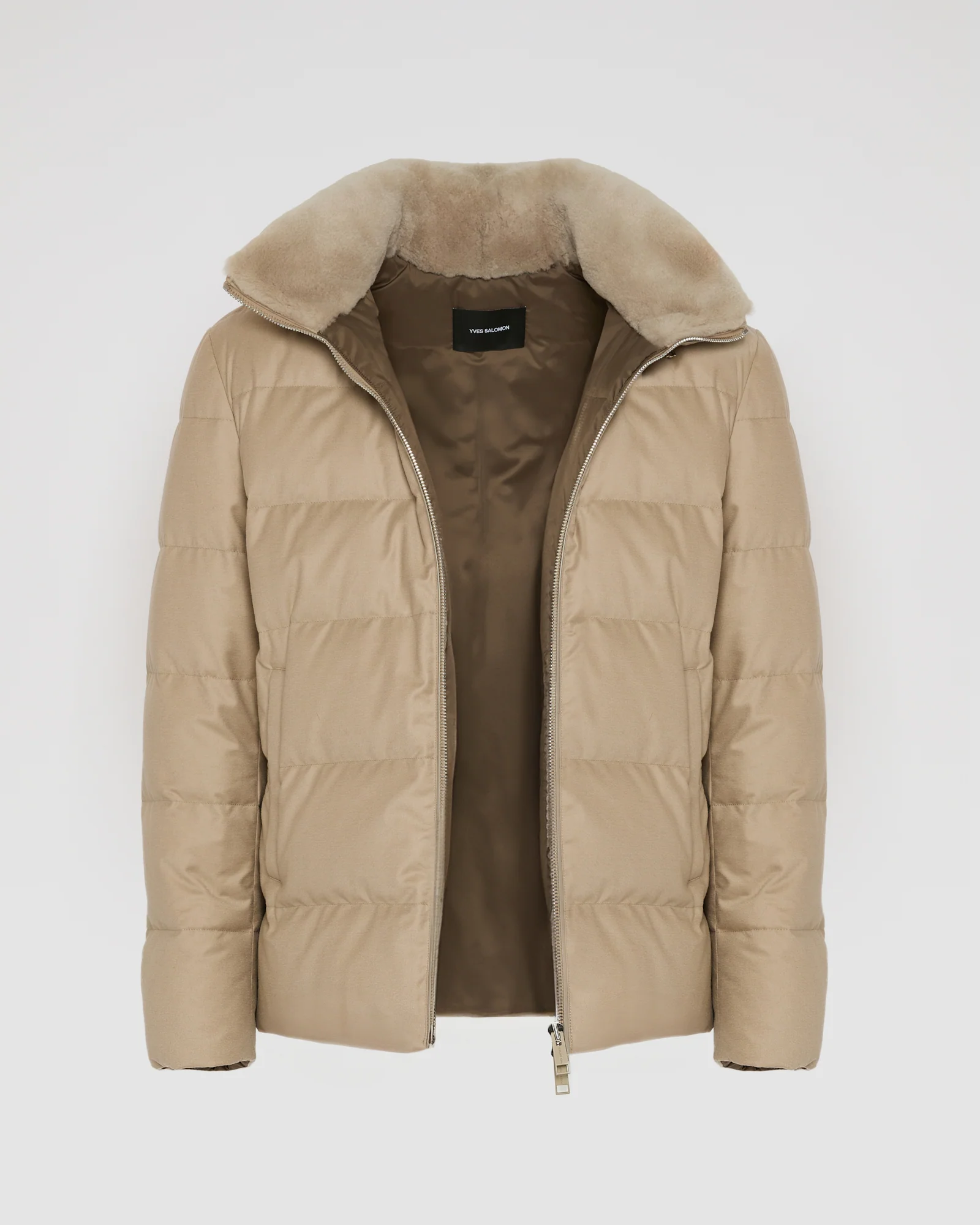 Short down jacket in Loro Piana fabric with mink trim - Image 6