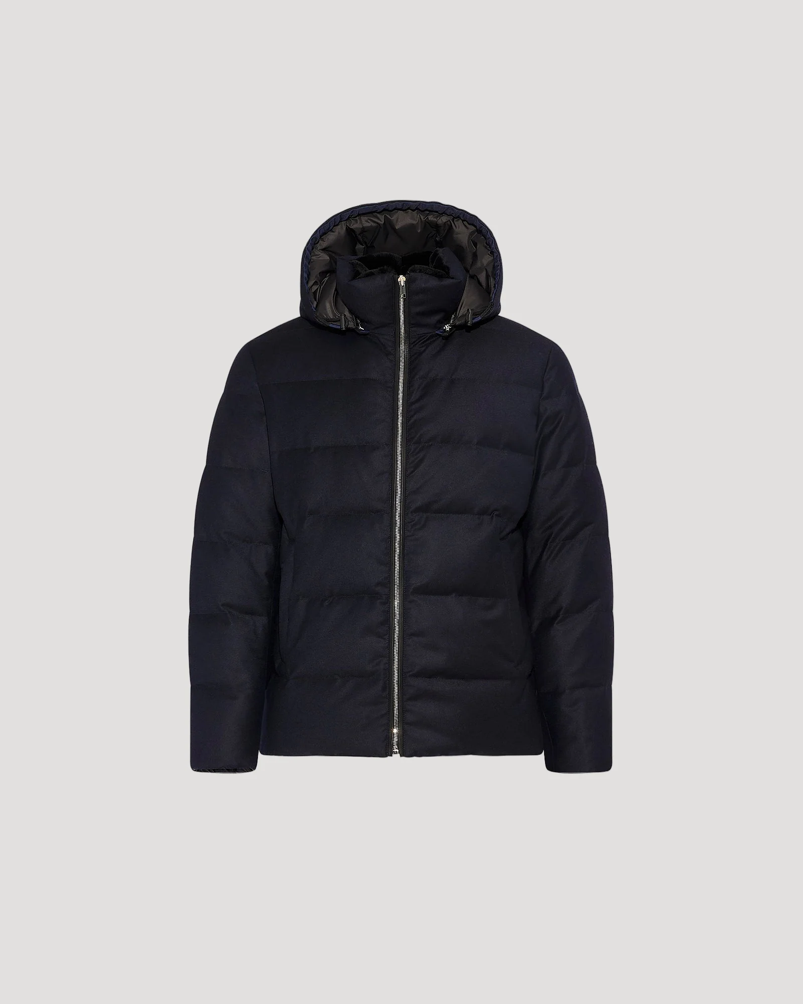 Short down jacket in Loro Piana fabric with mink trim - Image 5