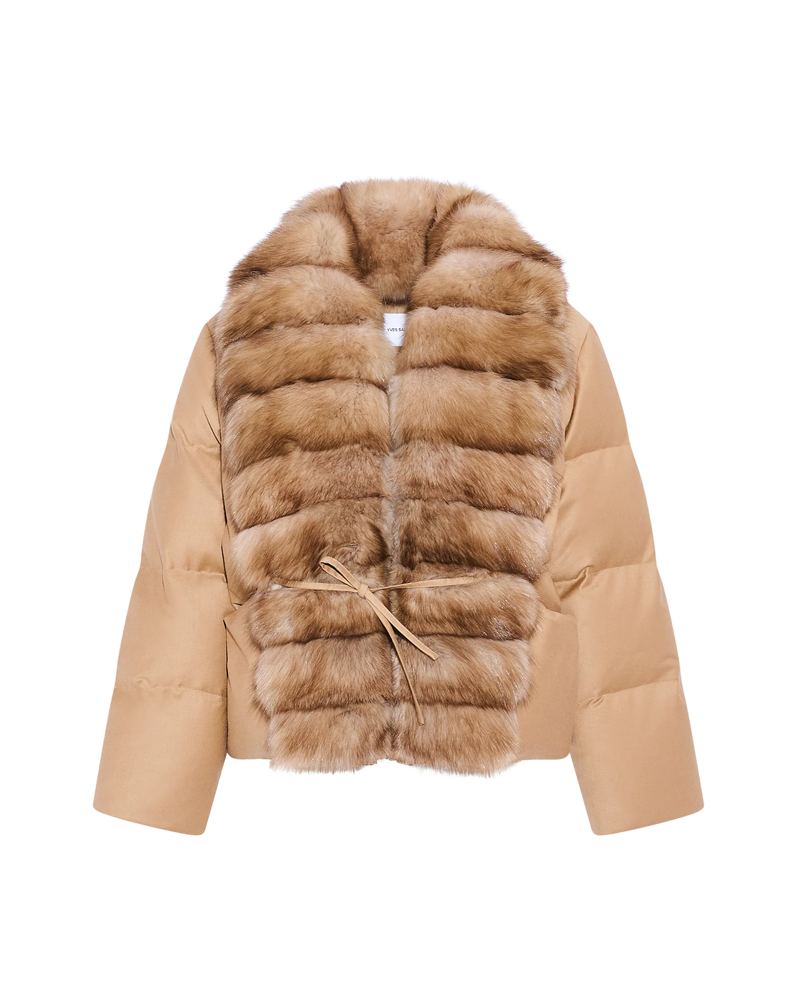 Short Loro Piana flannel down jacket with detachable large sable fur collar - Image 7