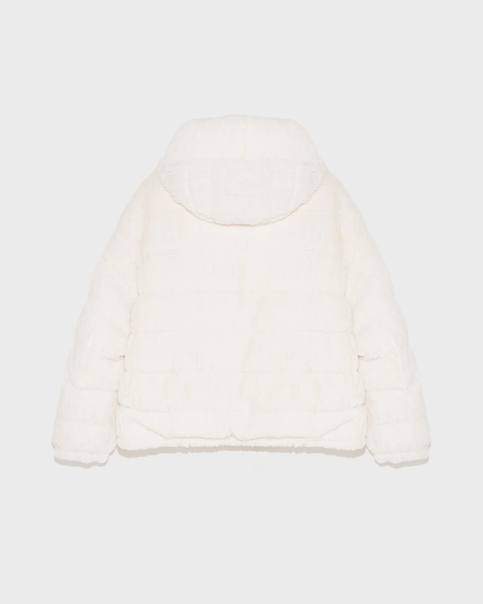 Short hooded down jacket in technical fabric reversible ribbed rex rabbit fur - Image 6