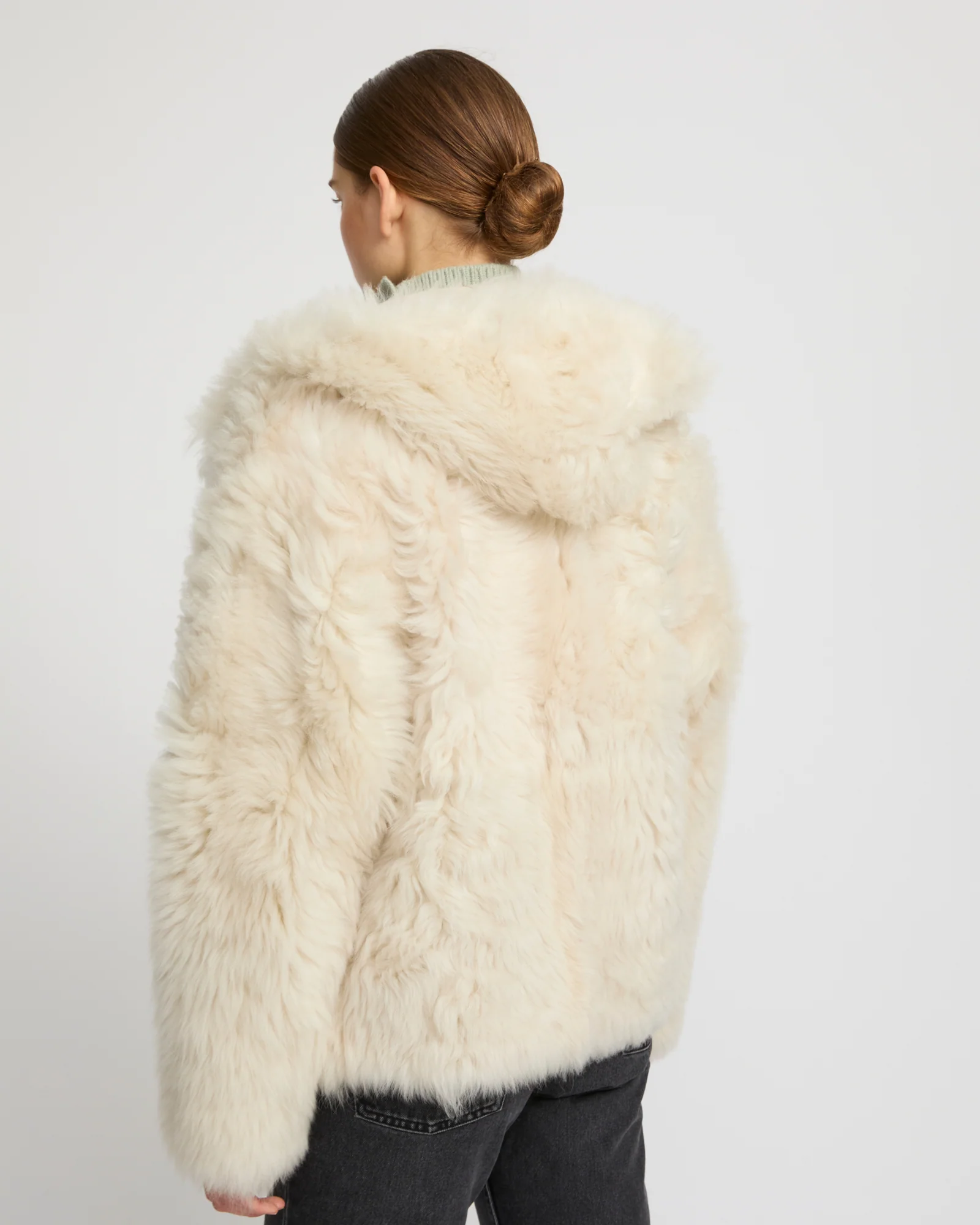 Short hooded jacket in Toscana Folk lambskin - Image 5