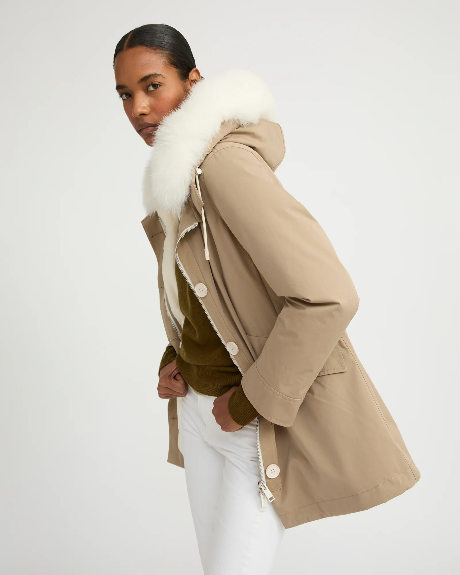Short Iconic parka in waterproof cotton blend with fox and rabbit fur - Image 3