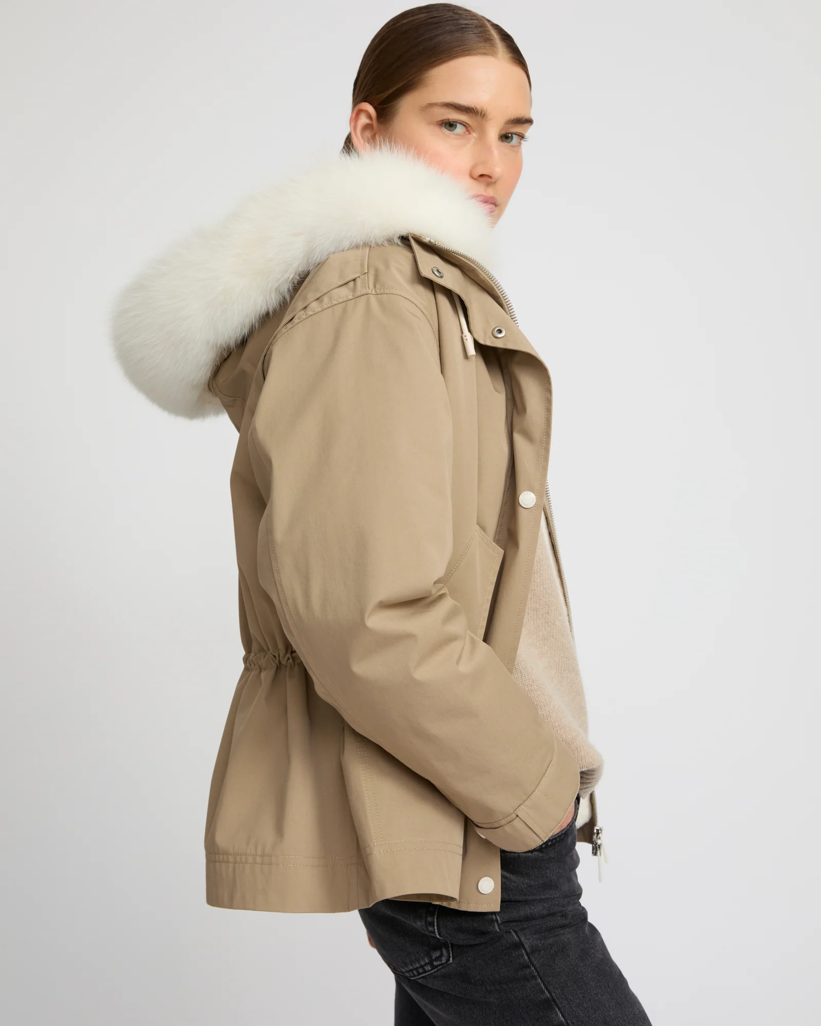 Short parka in cotton blend and fox and rabbit fur - Image 3