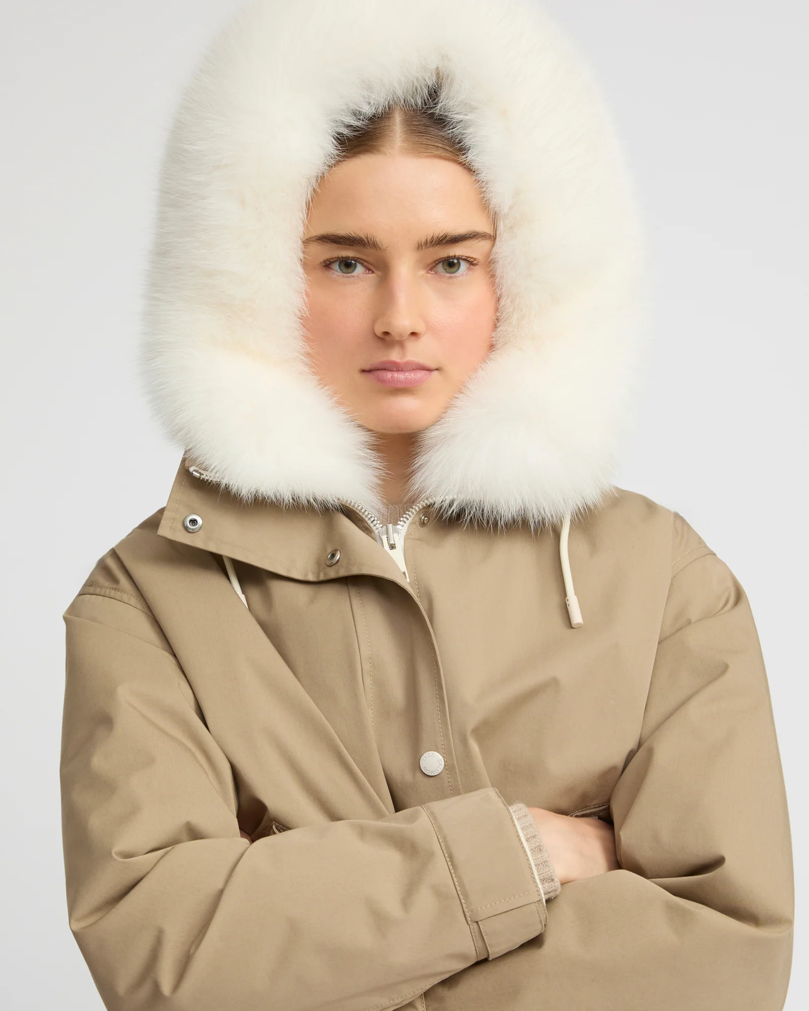 Short parka in cotton blend and fox and rabbit fur - Image 4