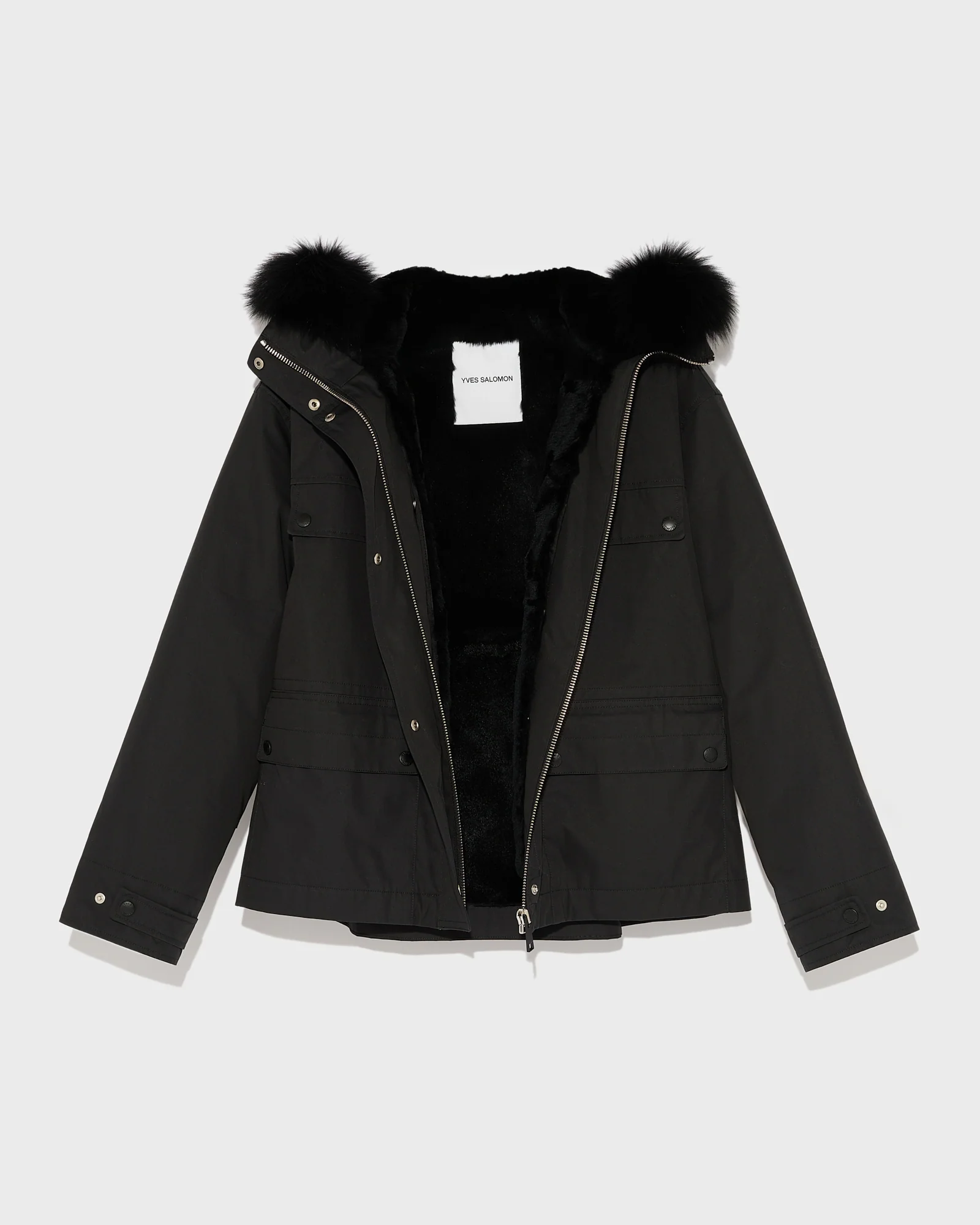 Short waterproof parka in cotton blend with fox and rabbit fur - Image 7