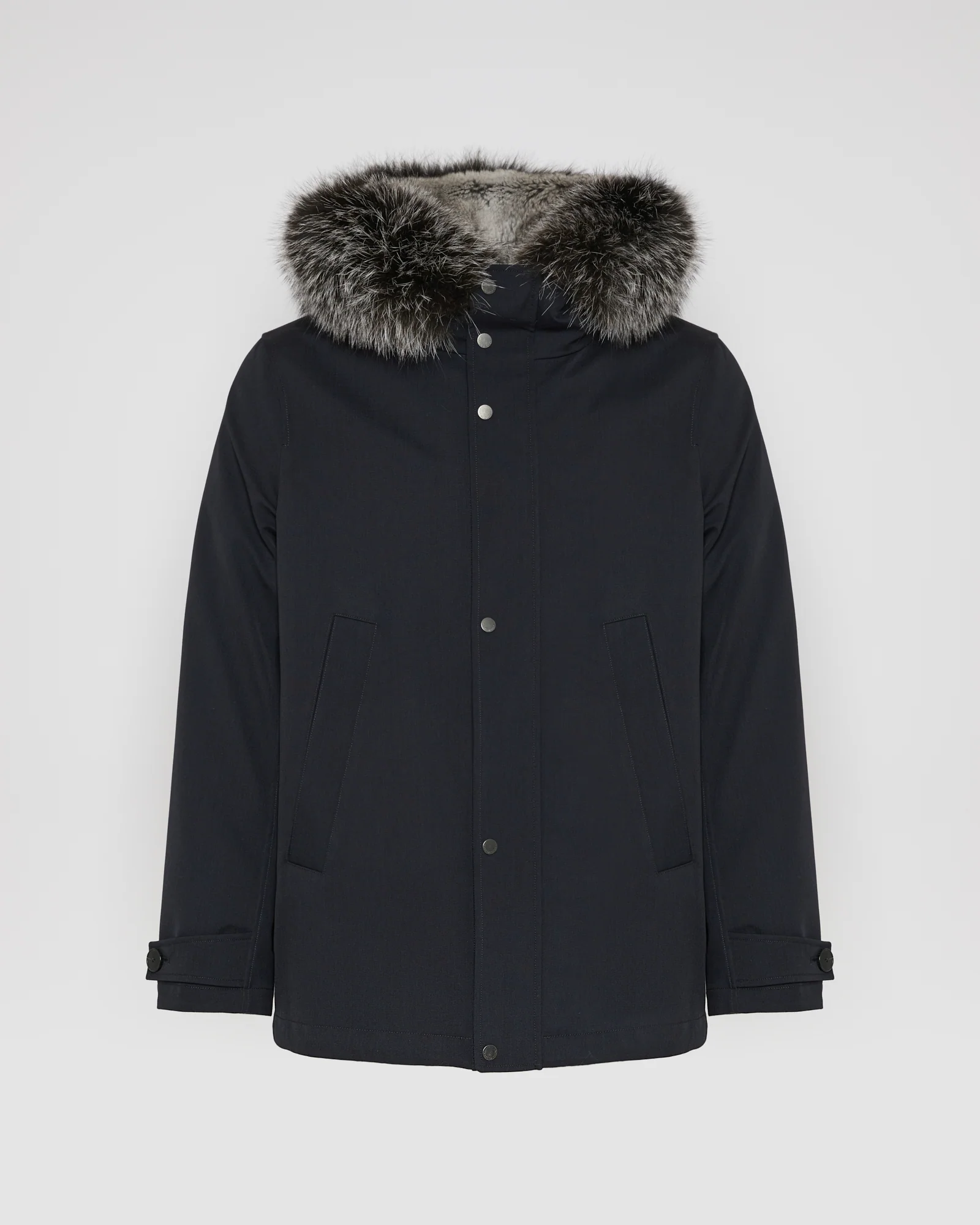 Short parka in technical wool and fox and rabbit fur - Image 7