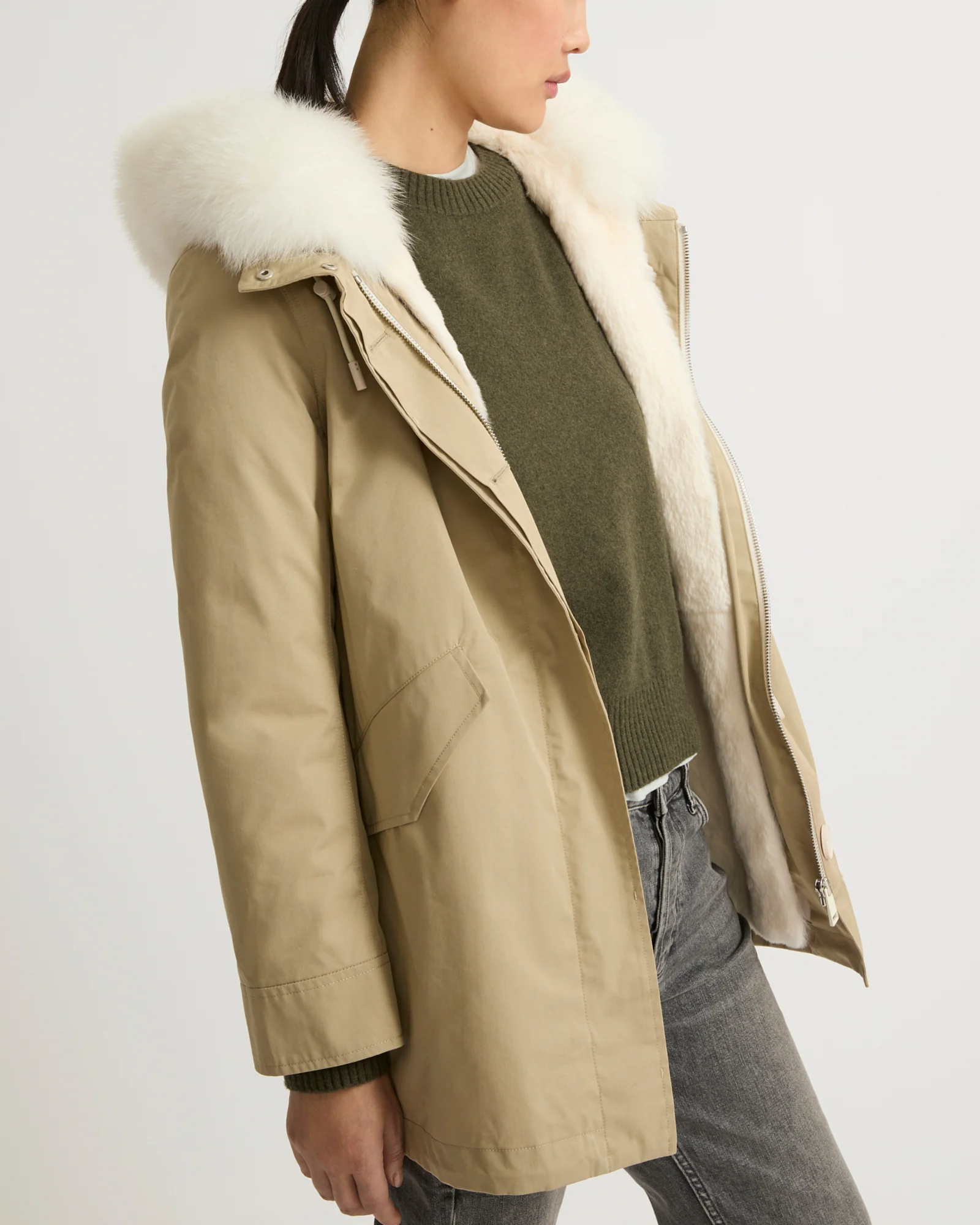 Short Iconic parka in waterproof cotton blend with fox and rabbit fur - Image 3