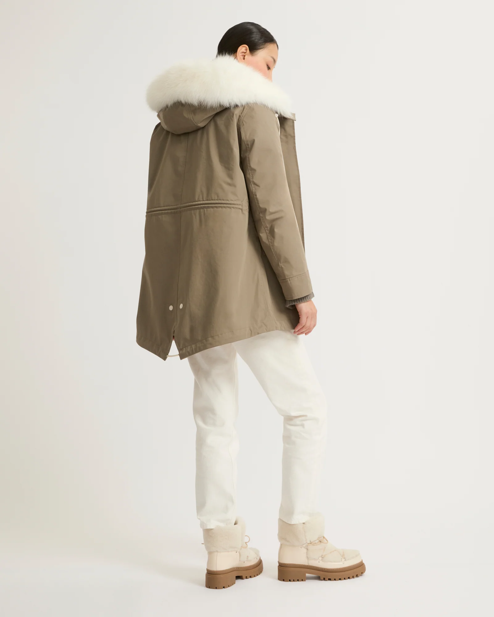 Short Iconic parka in waterproof cotton blend with fox and rabbit fur - Image 4