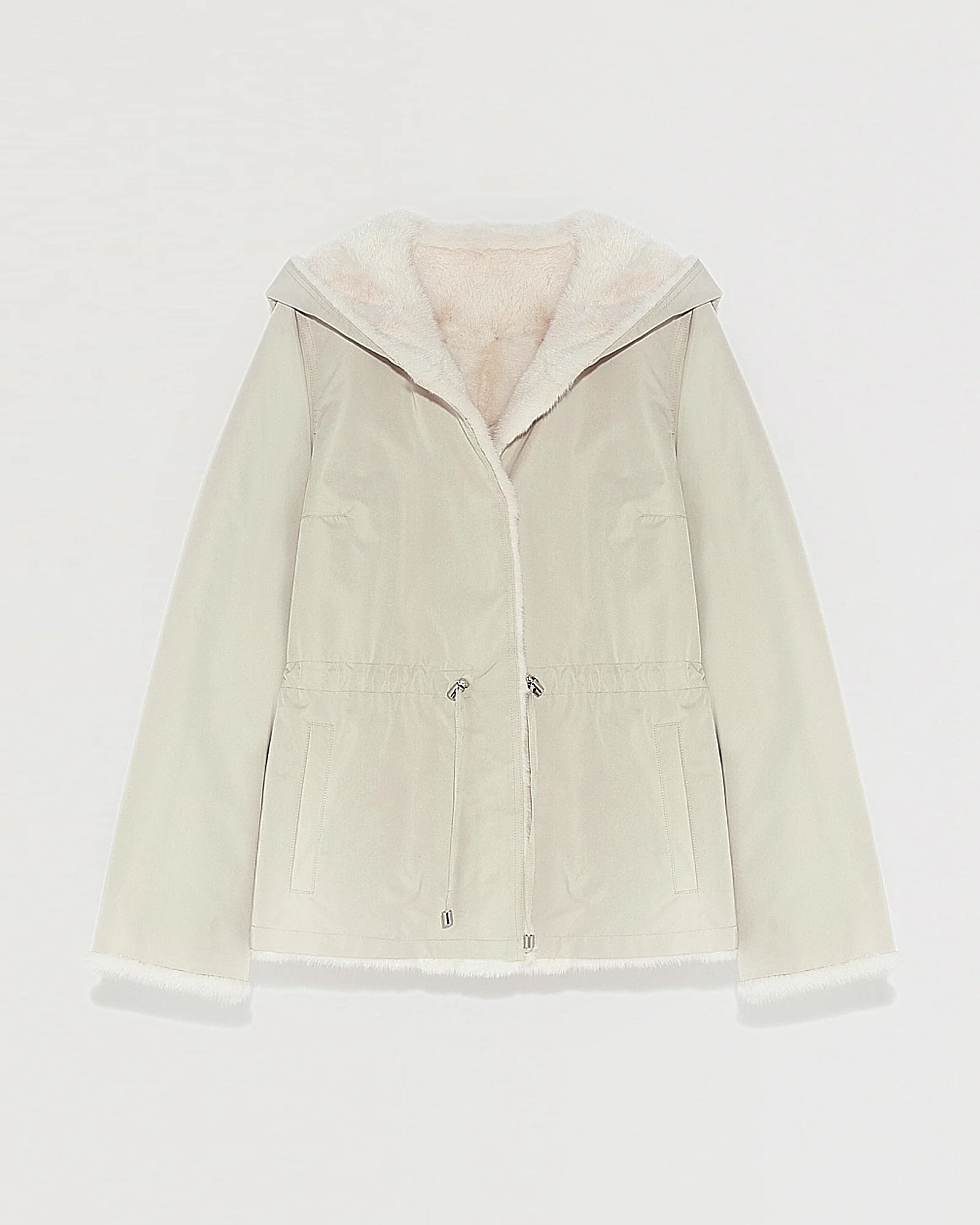 Mink fur short reversible parka with stripes