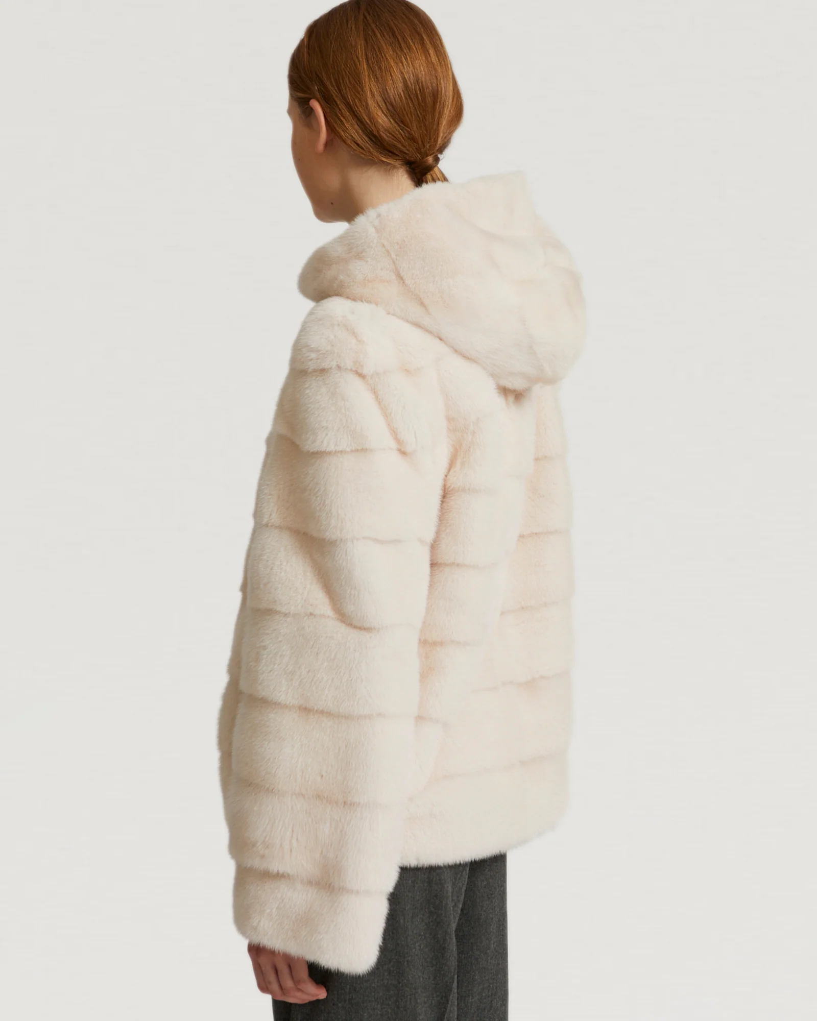 Mink fur short reversible parka with stripes - Image 6