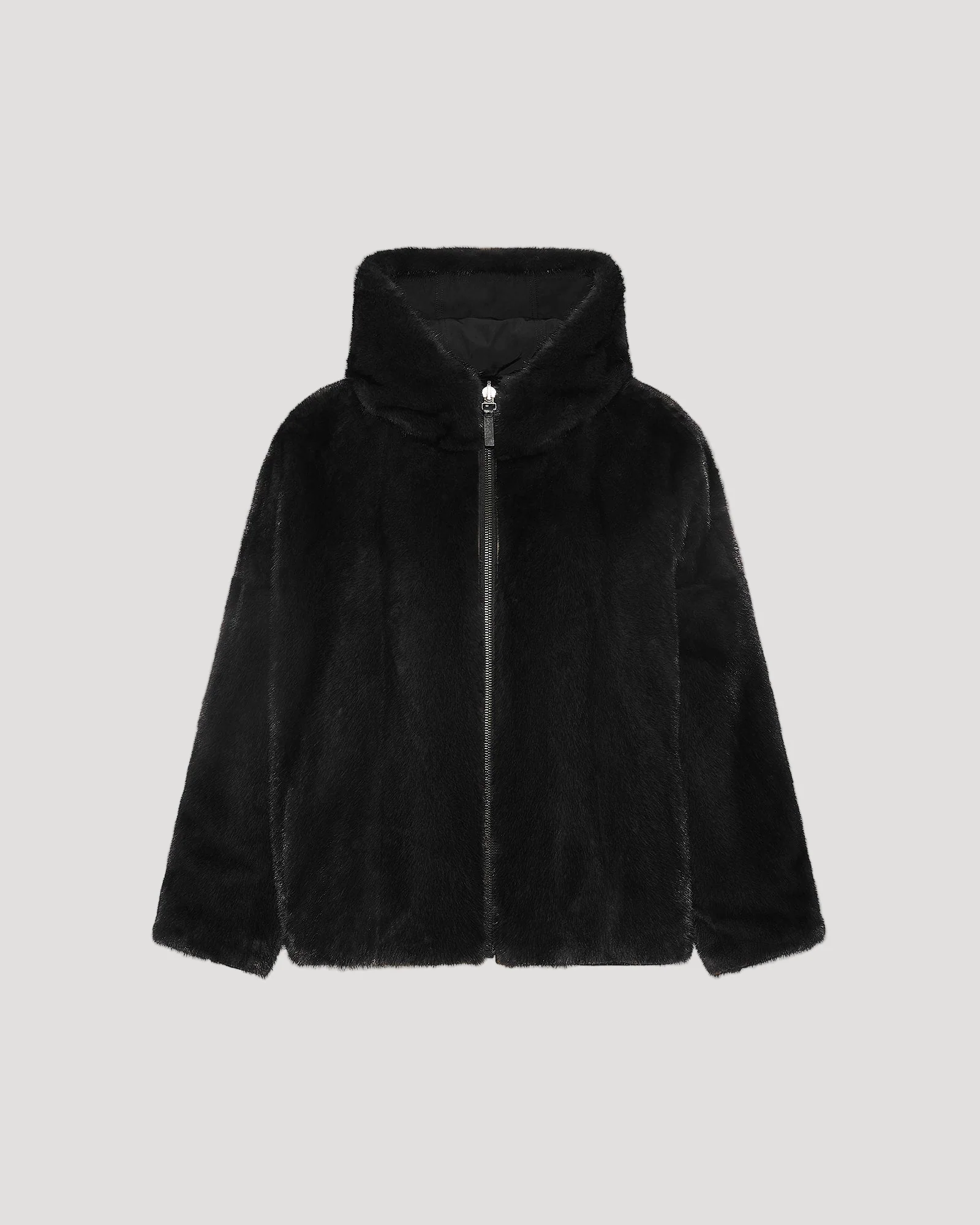 Short reversible parka in water-repellent technical fabric and long-haired mink fur - Image 8