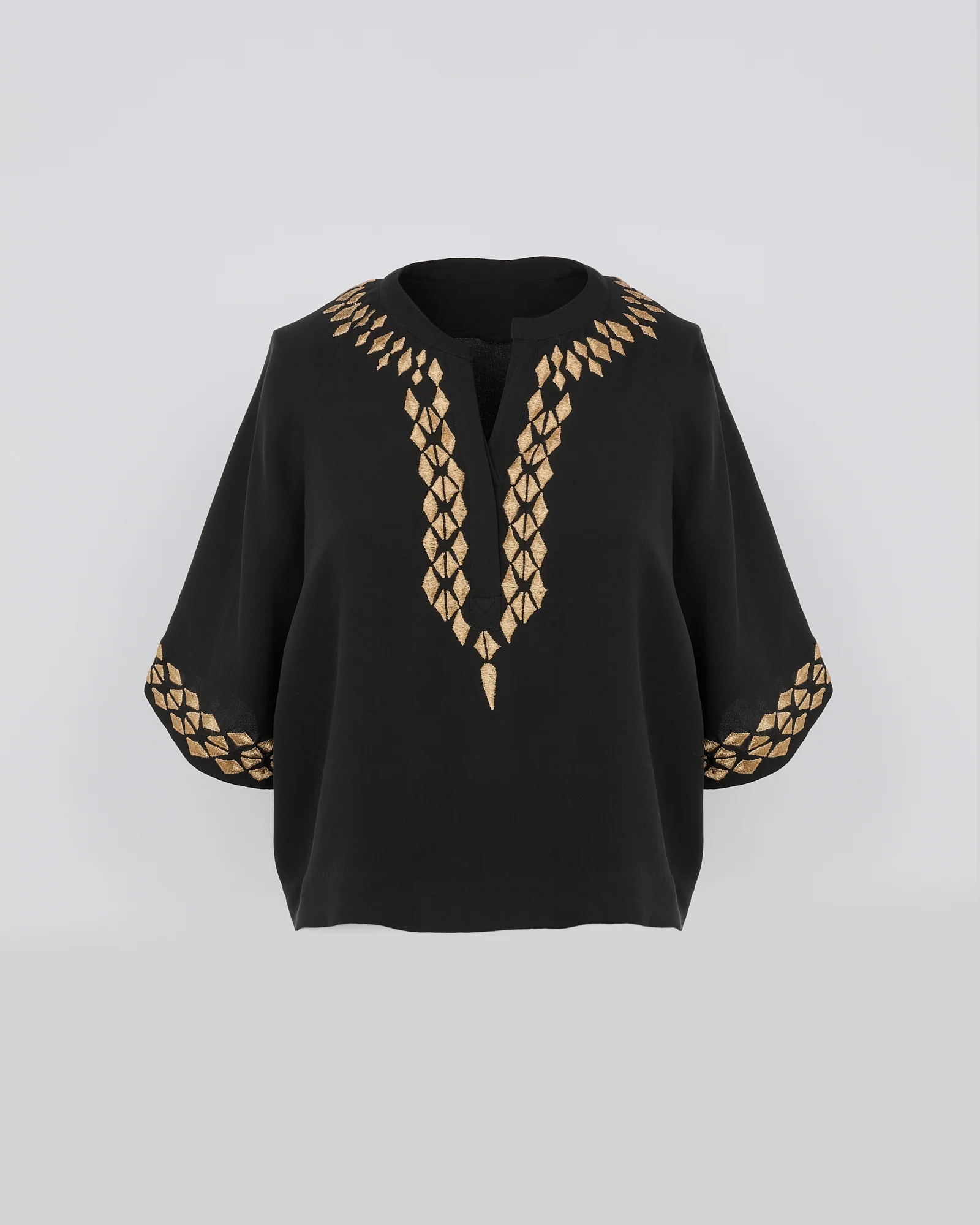Silk crepe embroidered blouse - Image 5