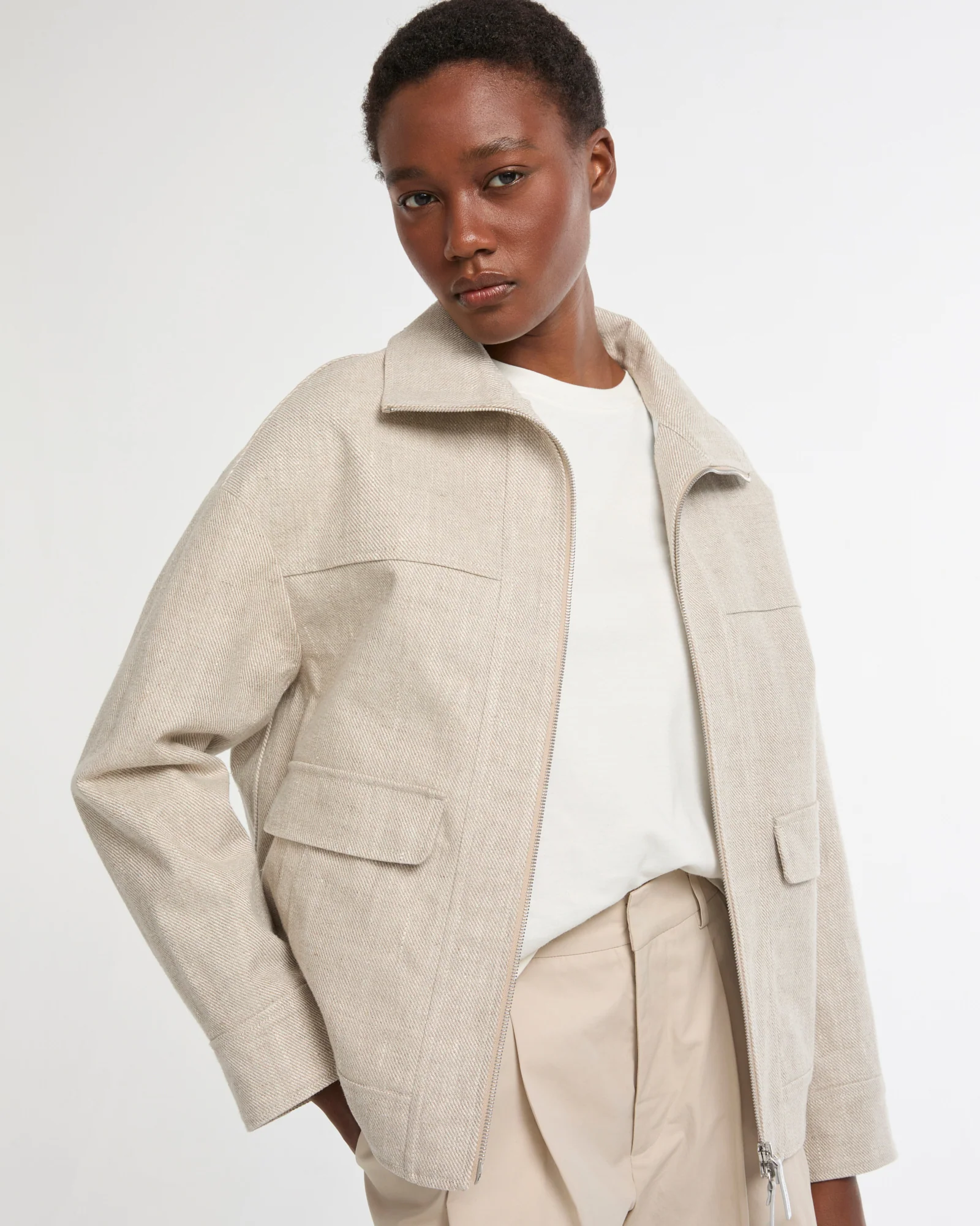 Silver double-sided linen jacket - Image 3