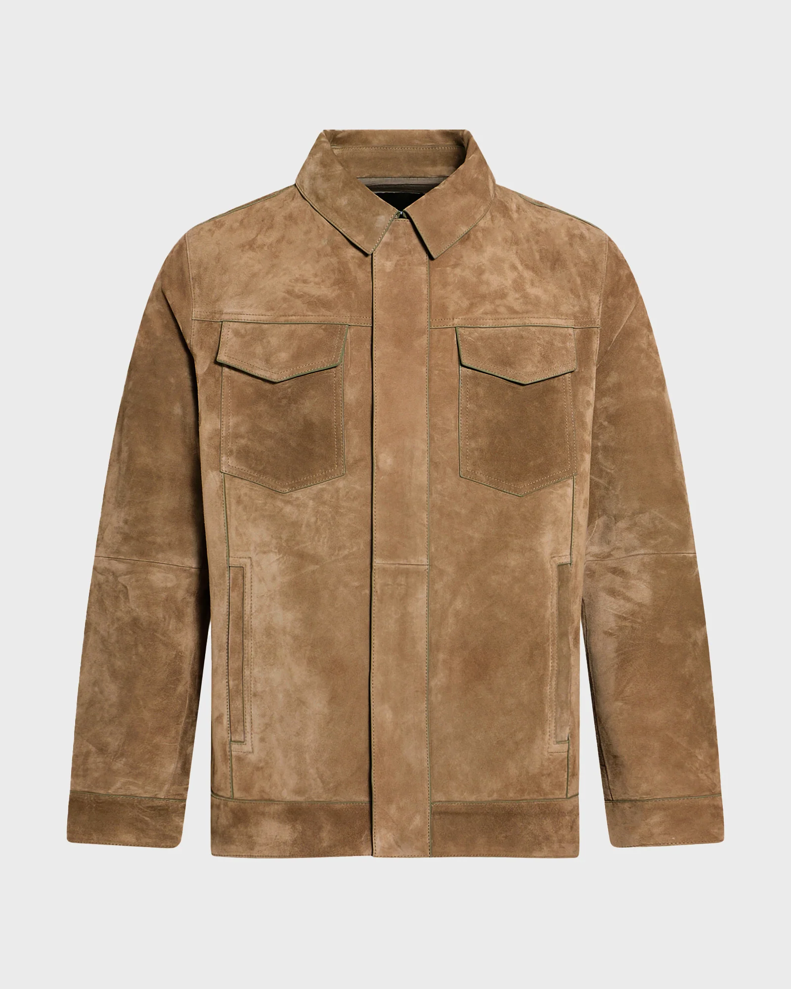 Calfskin leather jacket with a suede finish, denim cut - Image 6