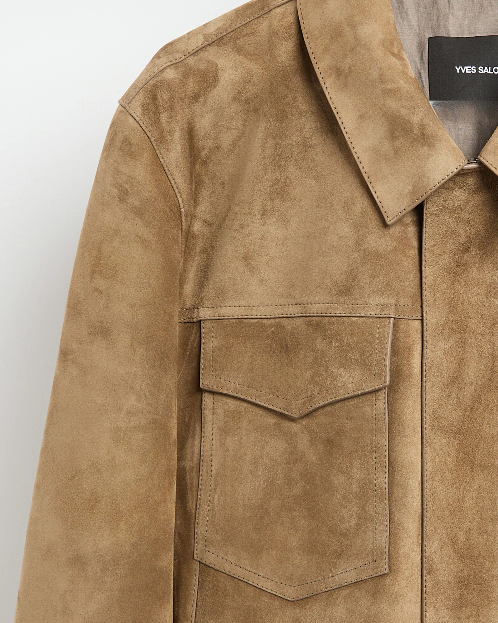Calfskin leather jacket with a suede finish, denim cut - Image 8