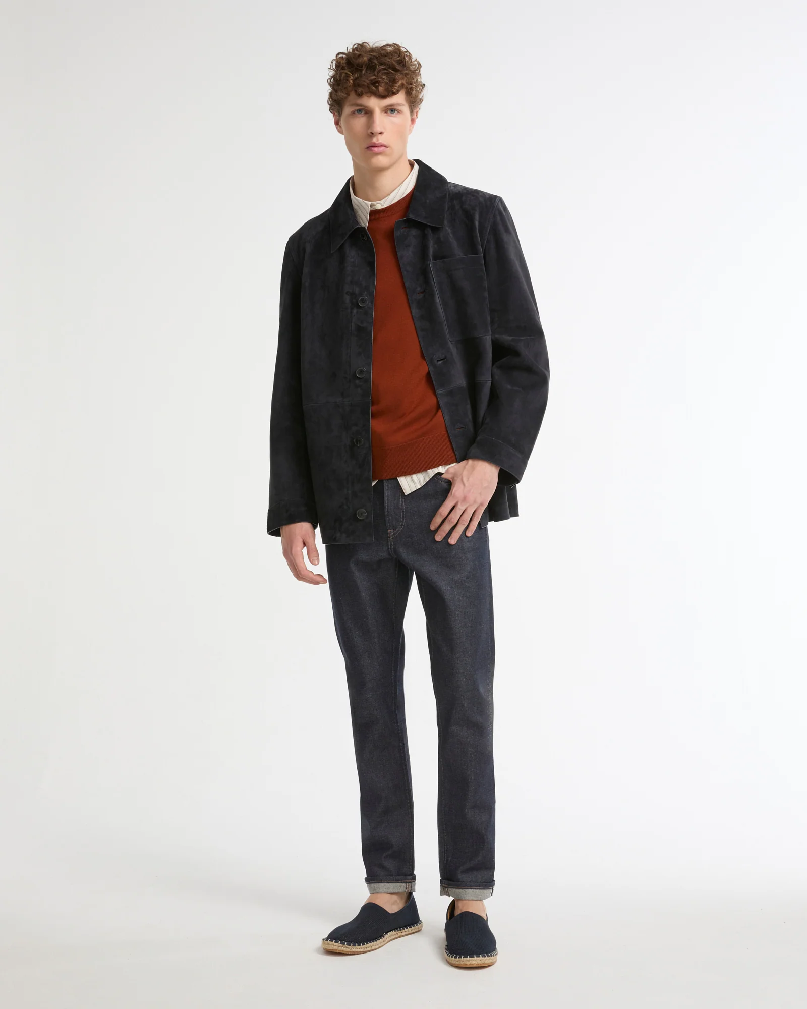 Suede-finish calfskin shirt jacket - Image 2
