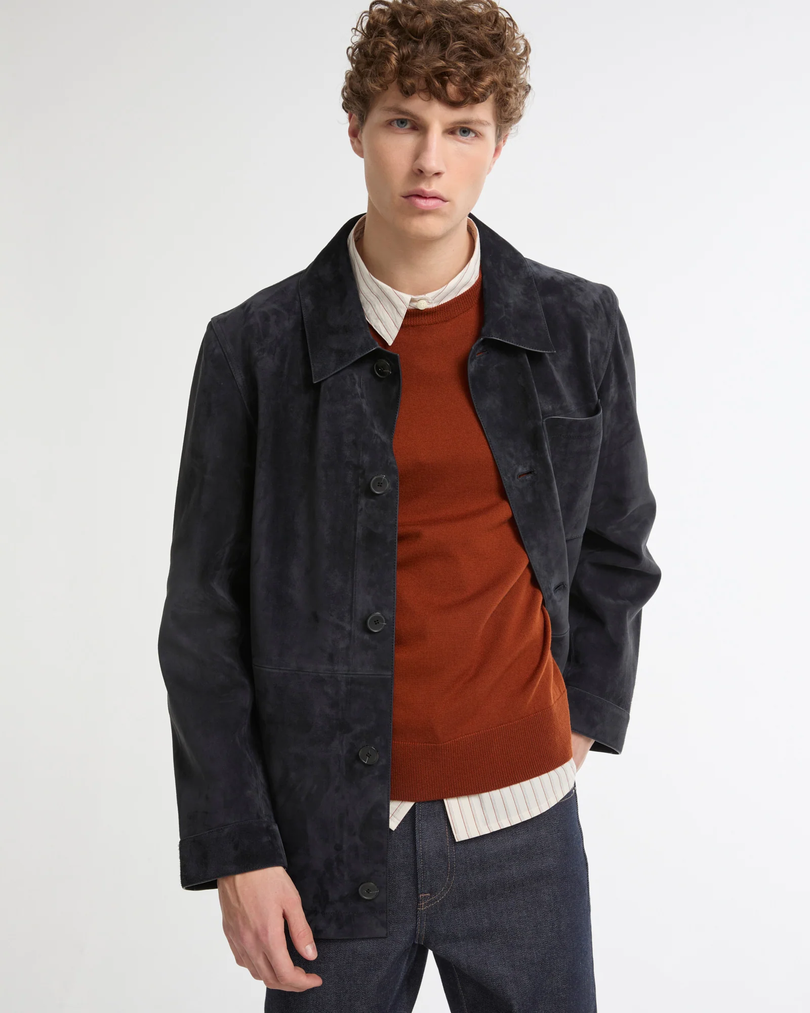 Suede-finish calfskin shirt jacket - Image 3