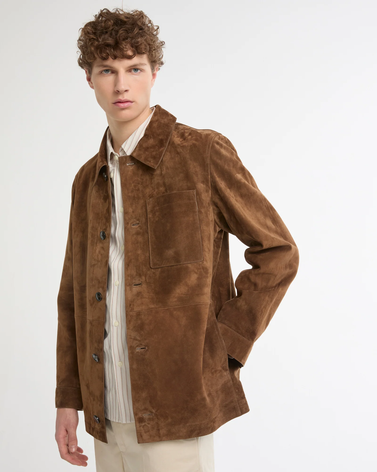 Suede-finish calfskin shirt jacket - Image 2