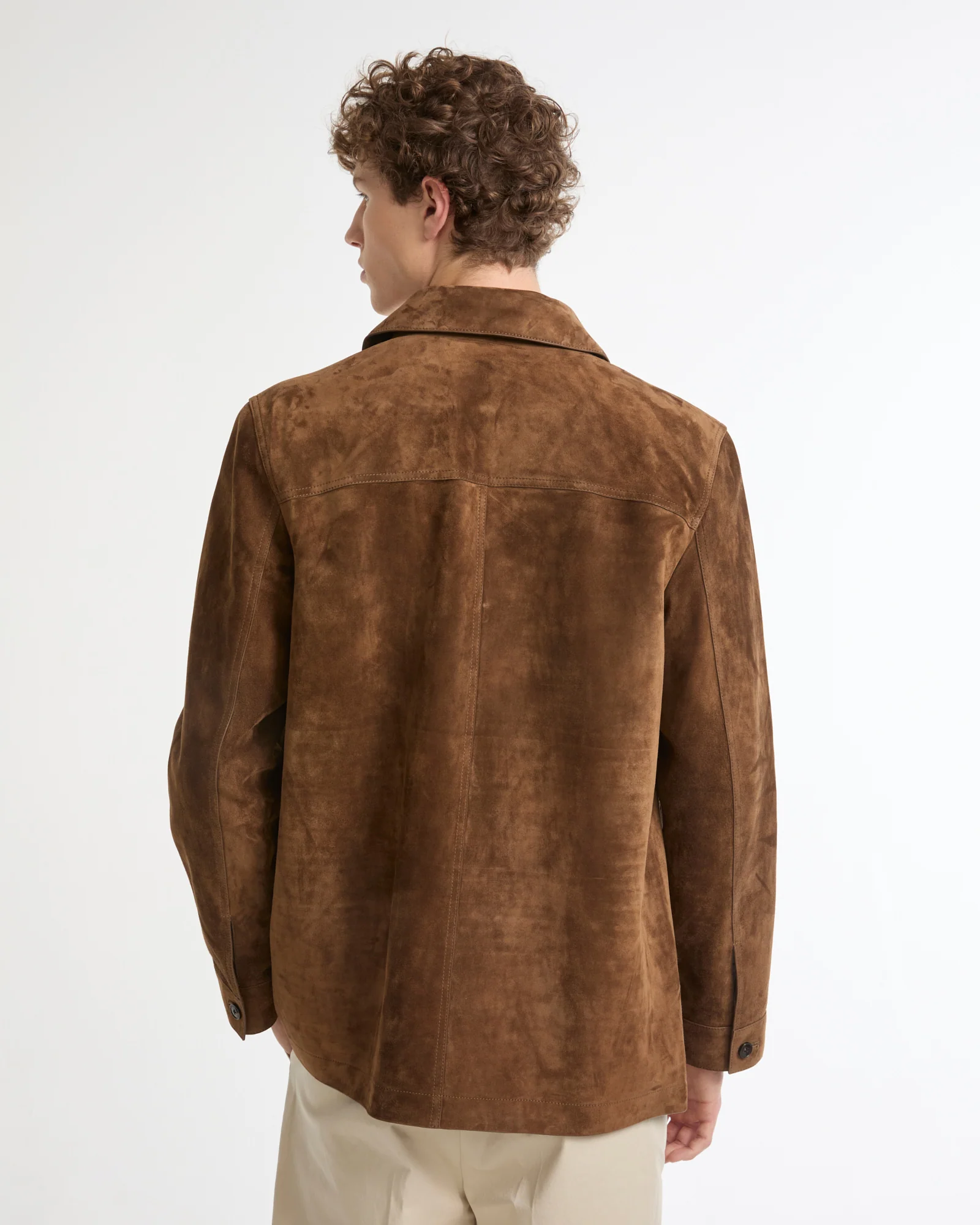 Suede-finish calfskin shirt jacket - Image 3
