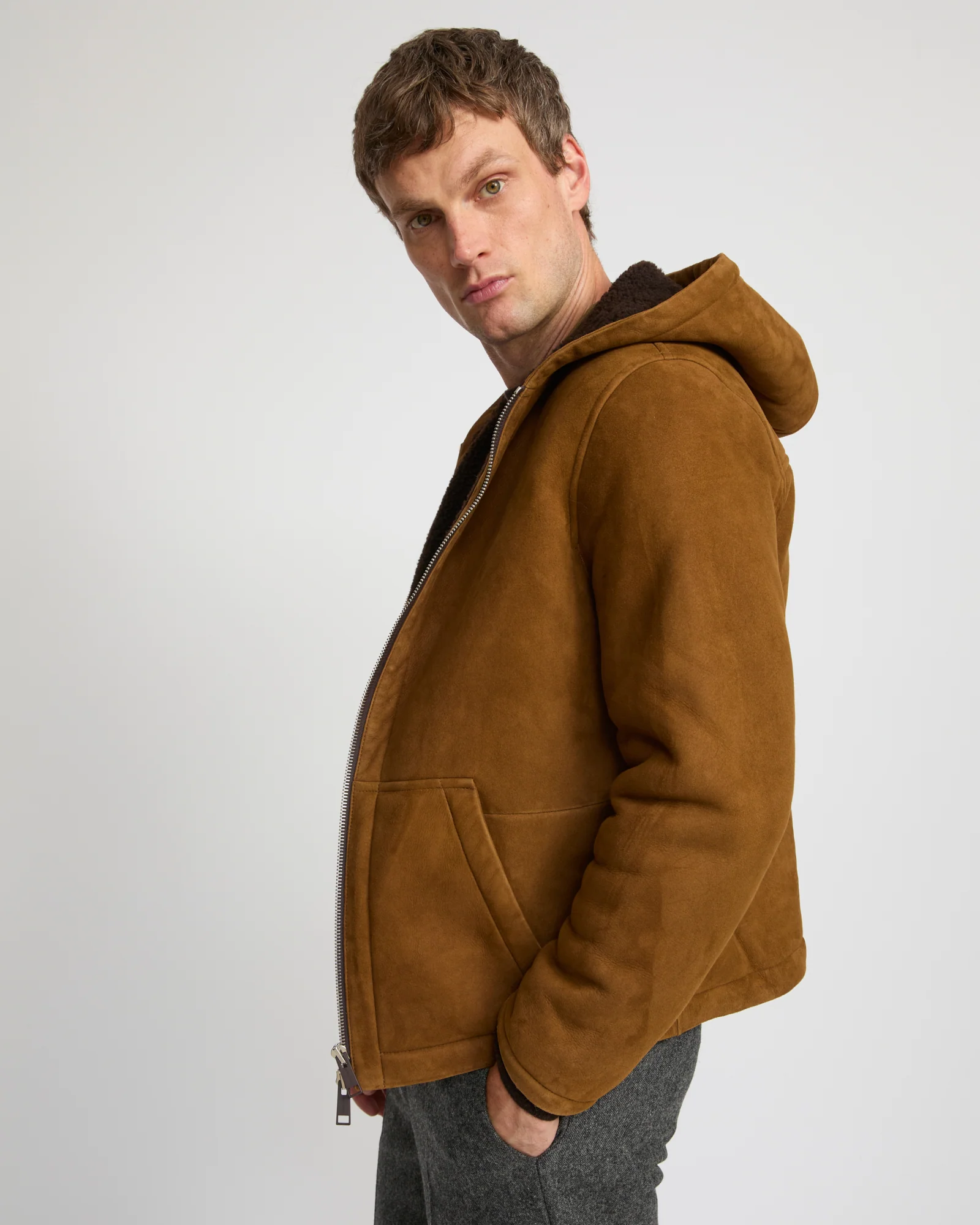 Suede lambskin shearling jacket - Image 3