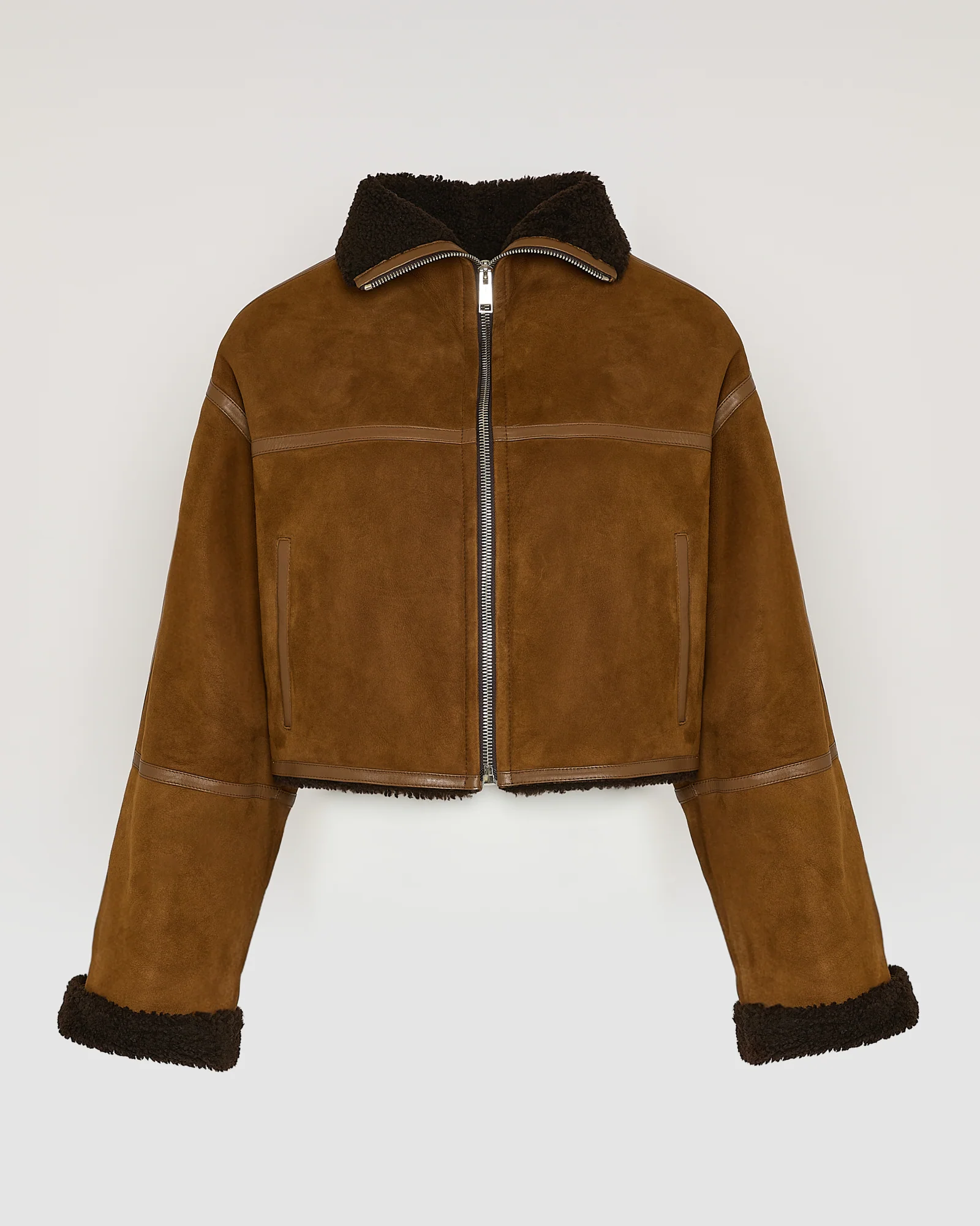 Suede Merino lambskin cropped jacket - Image 6