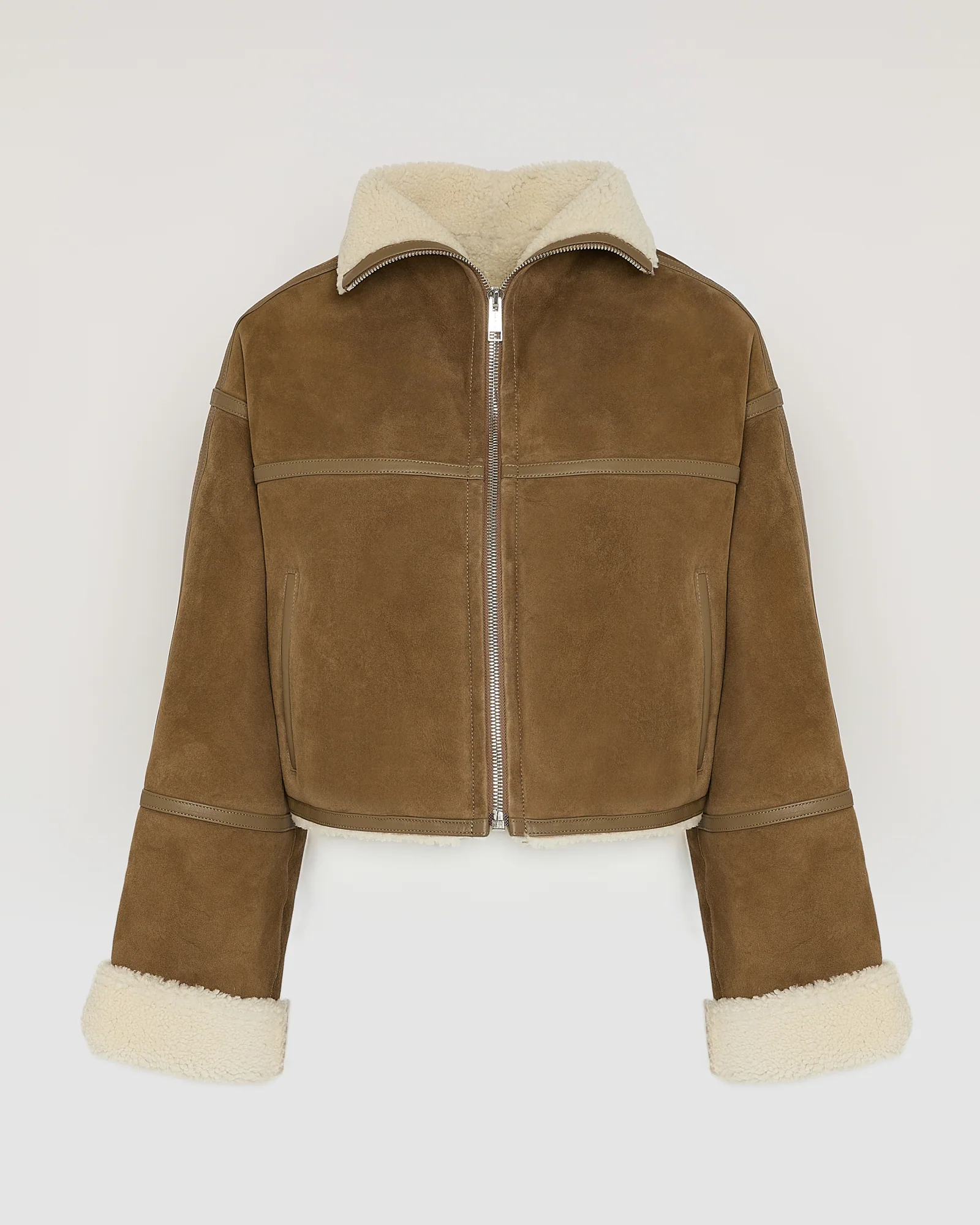 Suede Merino lambskin cropped jacket - Image 7