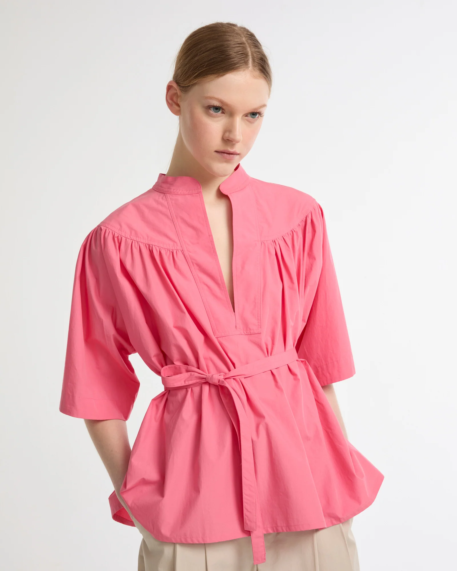 Wide poplin blouse