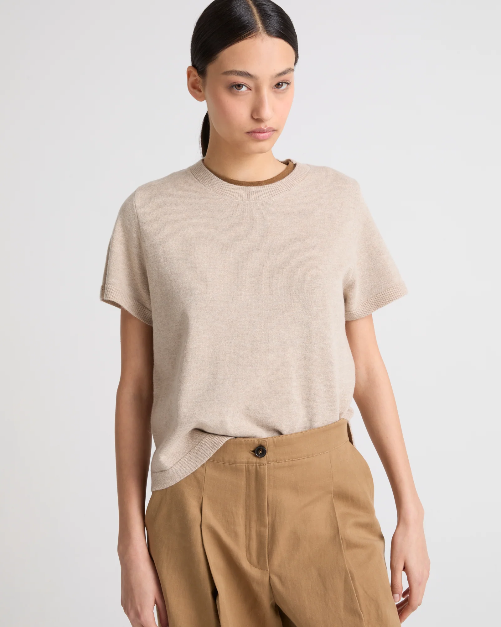 Wool-cashmere knit t-shirt
